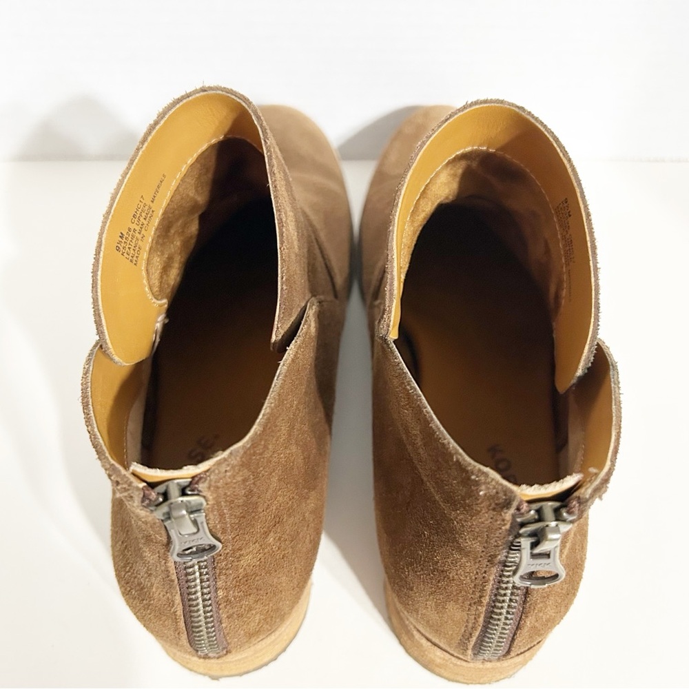 Kork-Ease Suede Ankle Booties Women’s 9.5 Brown Chelsea Slip-On With Back Zip - Picture 5 of 11